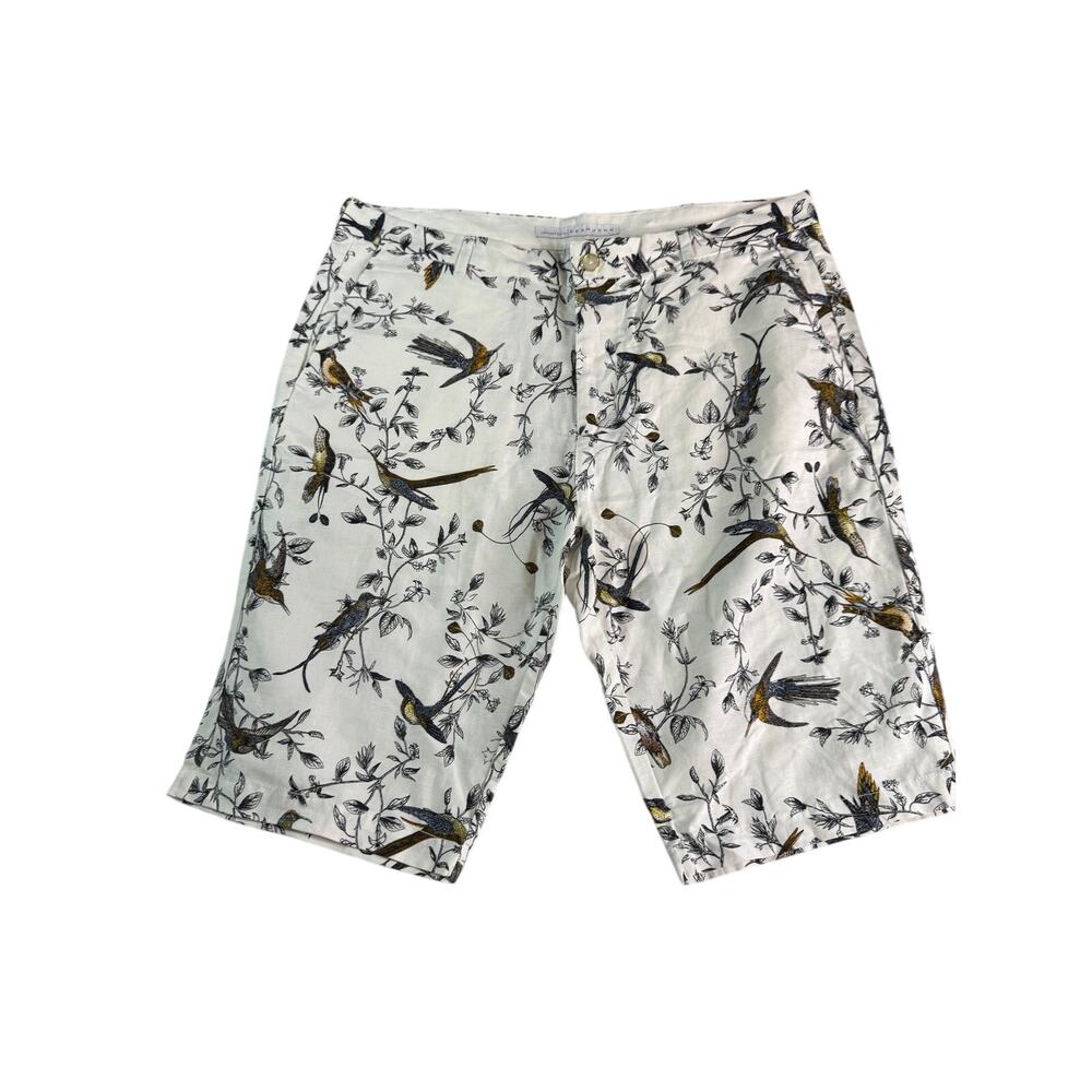 Sean John Shorts Mens 40 Linen Cotton Bird Toile Print Y2K Hip Hop Summer